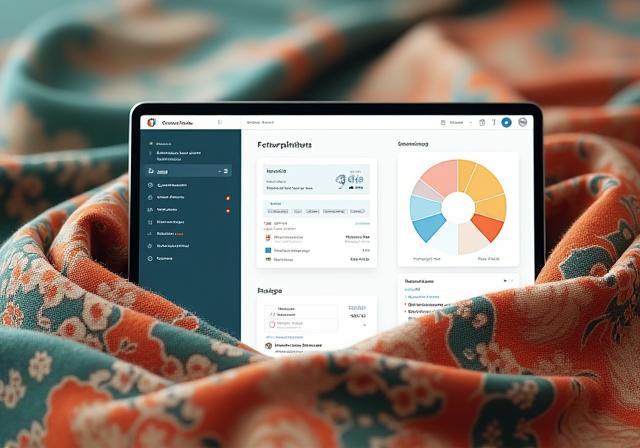 Visual blending traditional kimono fabric texture with a clean SaaS interface mockup.
